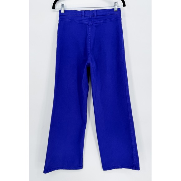 LAPOINTE Cobalt Blue High-Waist Stretch Cotton Twill Wide Leg Jeans - Size 0 - Picture 9 of 9